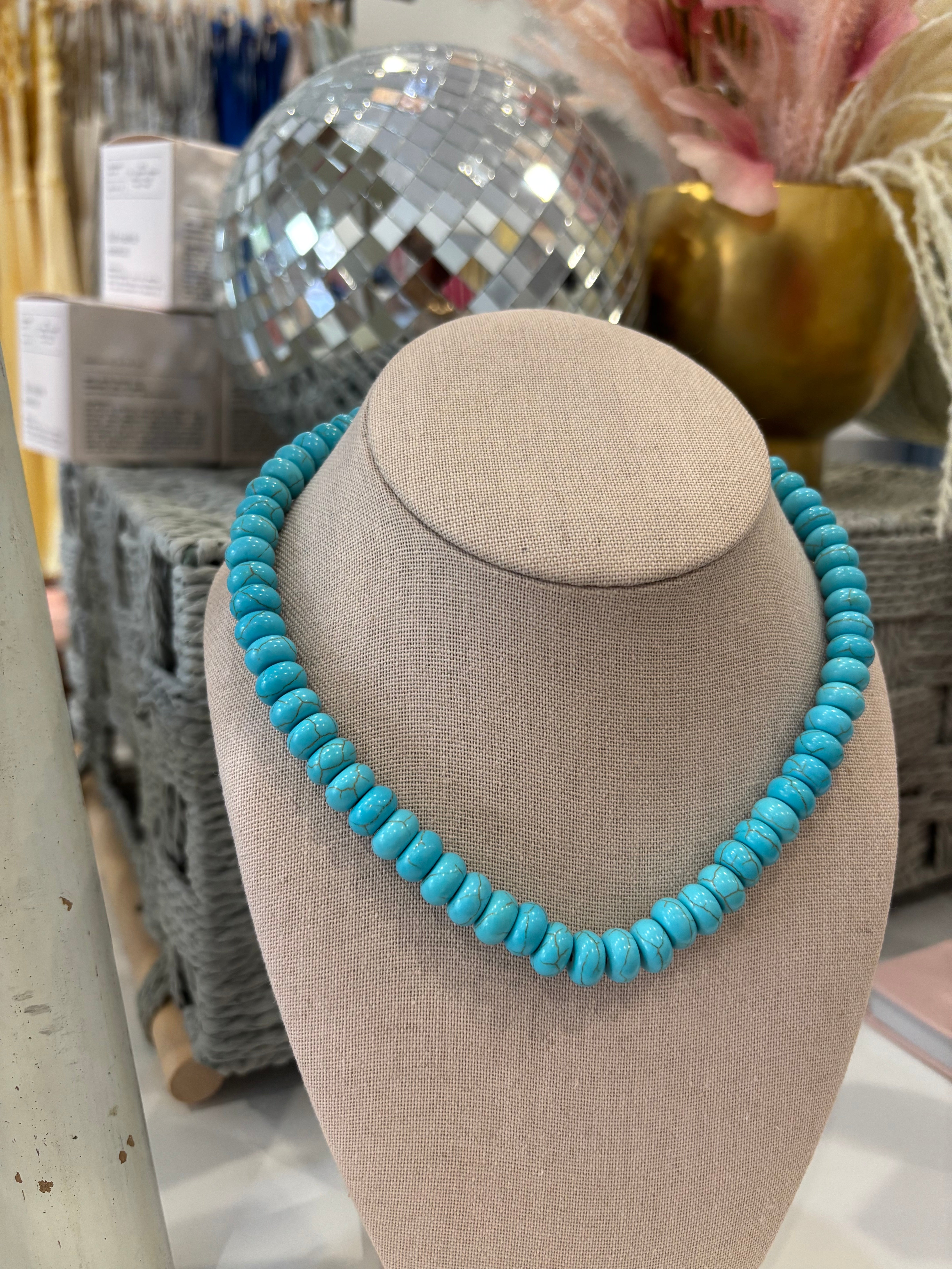 Natural Stone Beaded Necklace | Turquoise