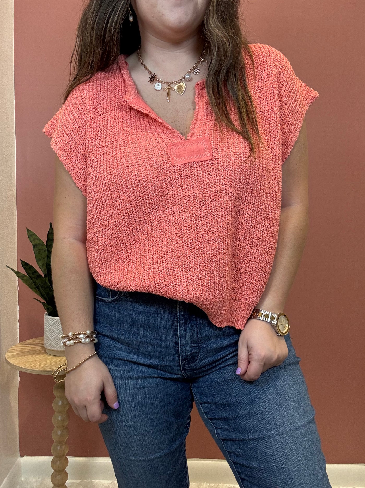 Patch Sleeveless Sweater