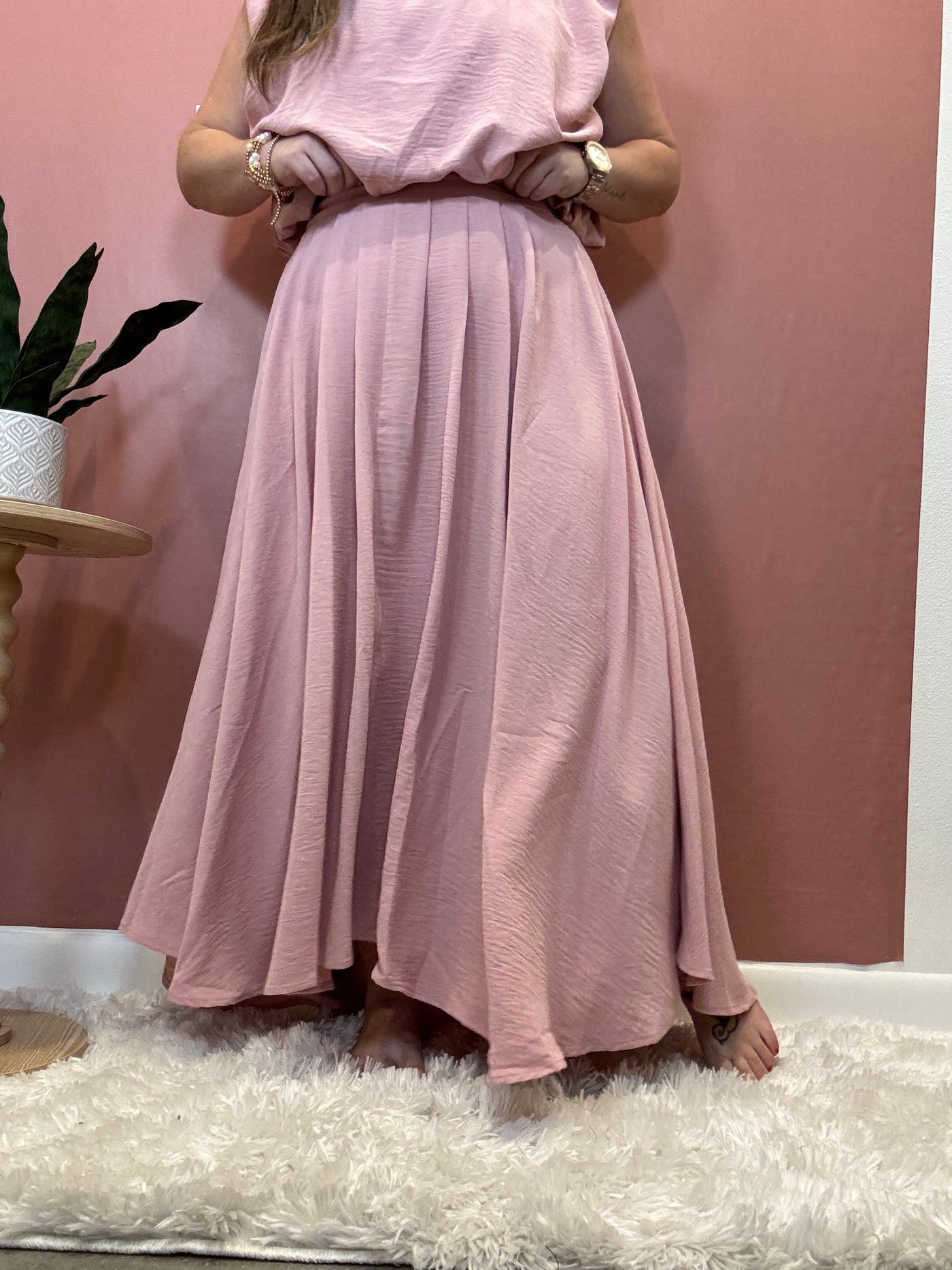 Box Pleated Midi Skirt