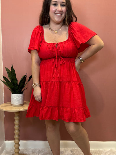 Emma Short Sleeve Tiered Mini Dress