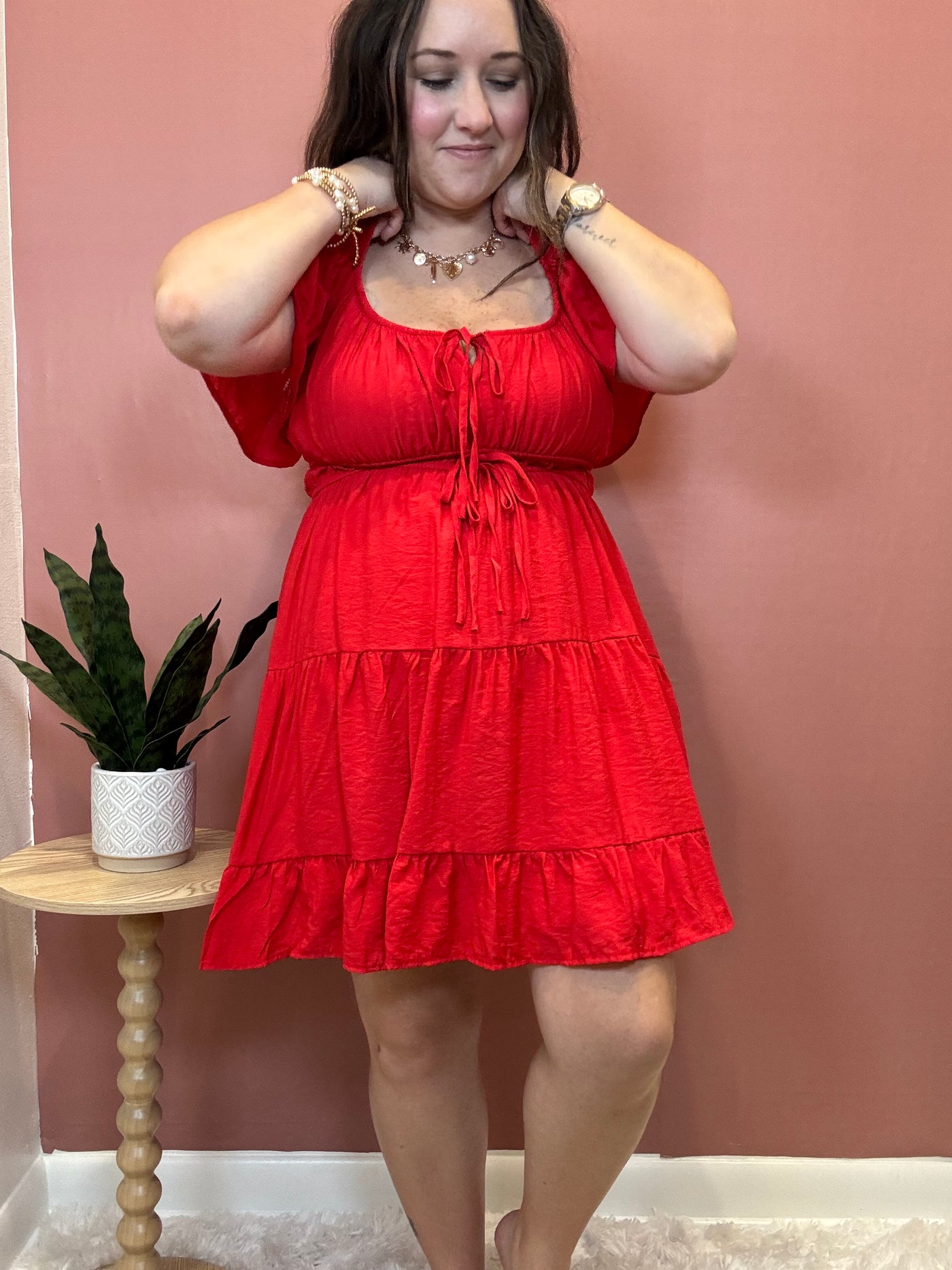 Emma Short Sleeve Tiered Mini Dress