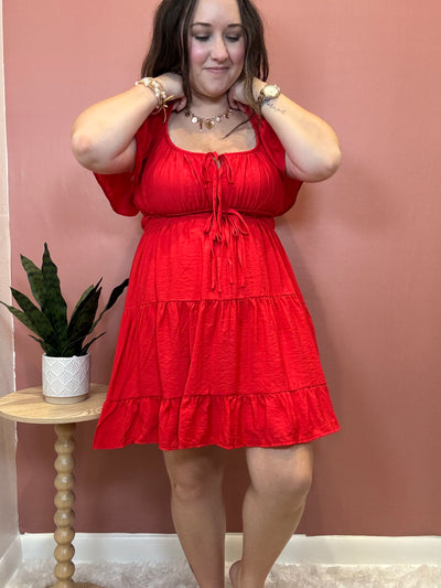 Emma Short Sleeve Tiered Mini Dress