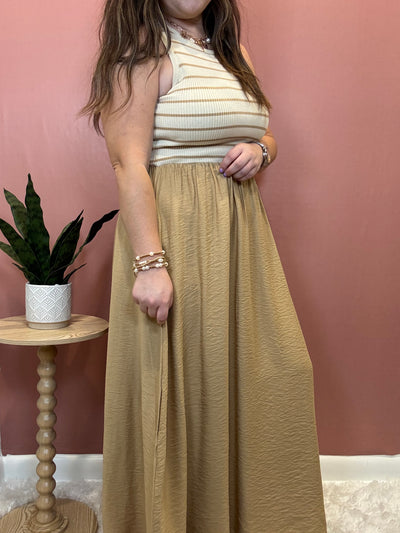 Stripe Tank Sleeveless Midi Dress