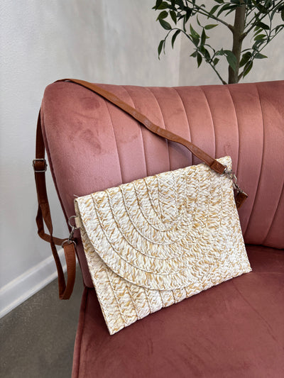 Straw Clutch/Crossbody Bag | Cream