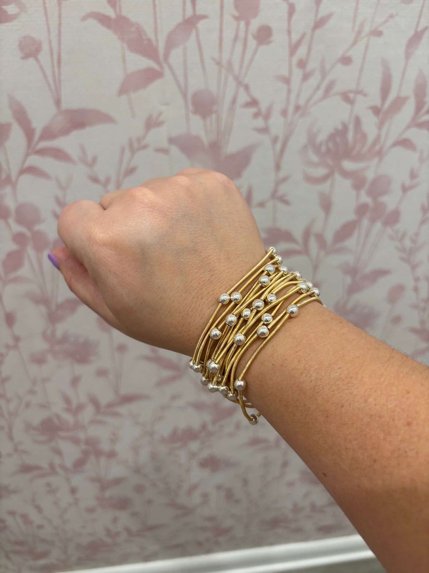 Metallic Beads and Coils Bracelet Set