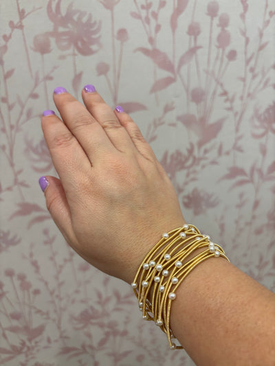 Pearl Beads and Coils Bracelet Set