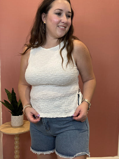 Texture Tie Tank Top | Ivory