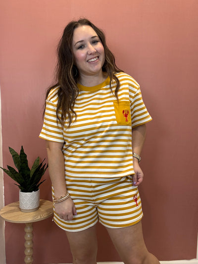 Lobster Striped Pocket Tee