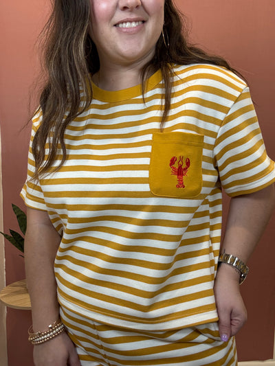 Lobster Striped Pocket Tee
