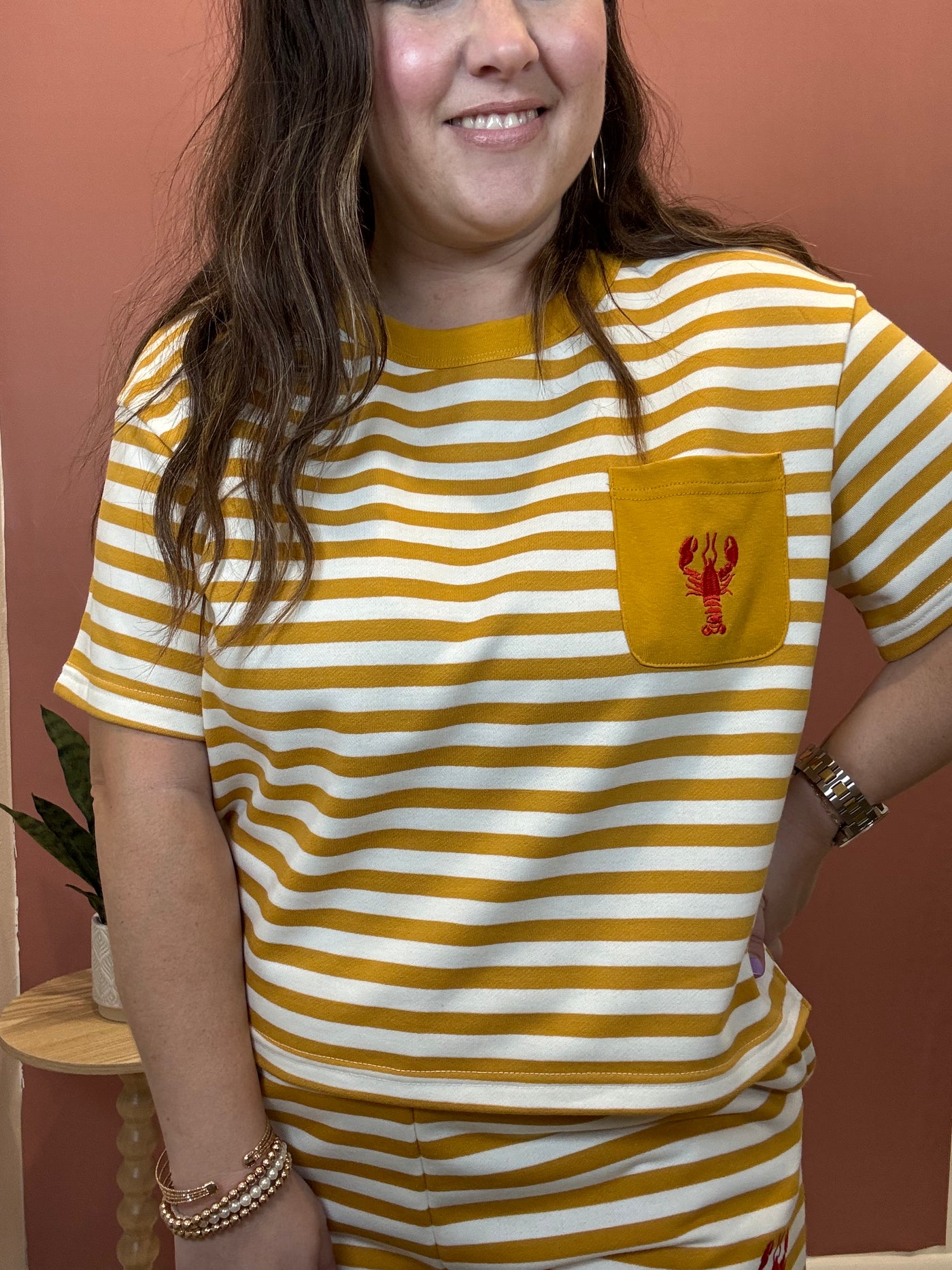 Lobster Striped Pocket Tee