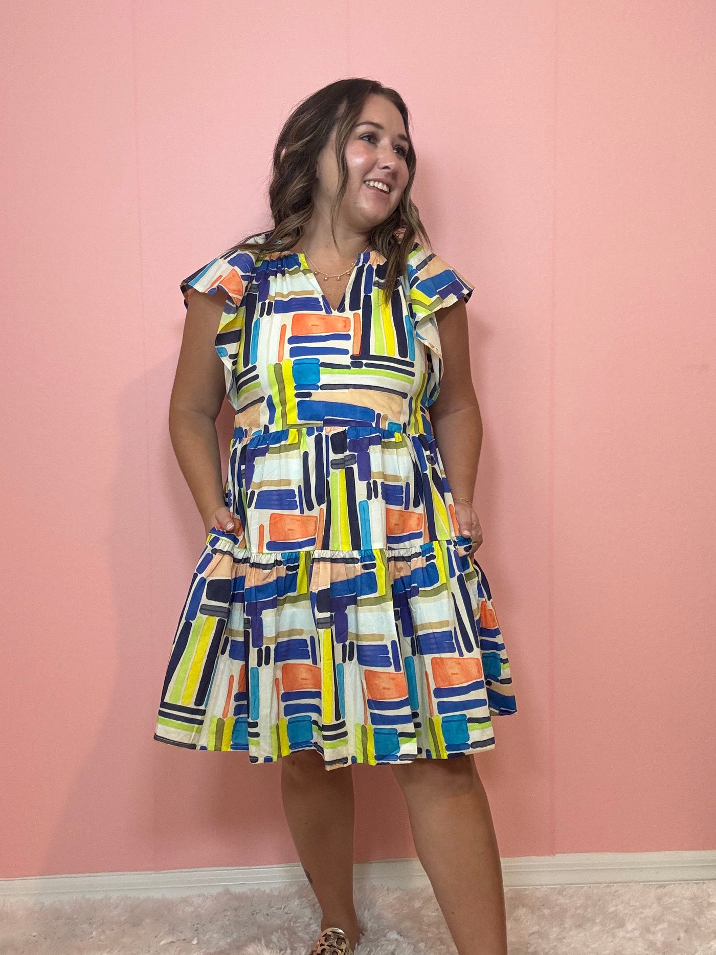 Colorful, fall transition dress