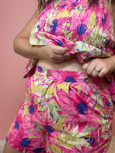 high waisted floral shorts