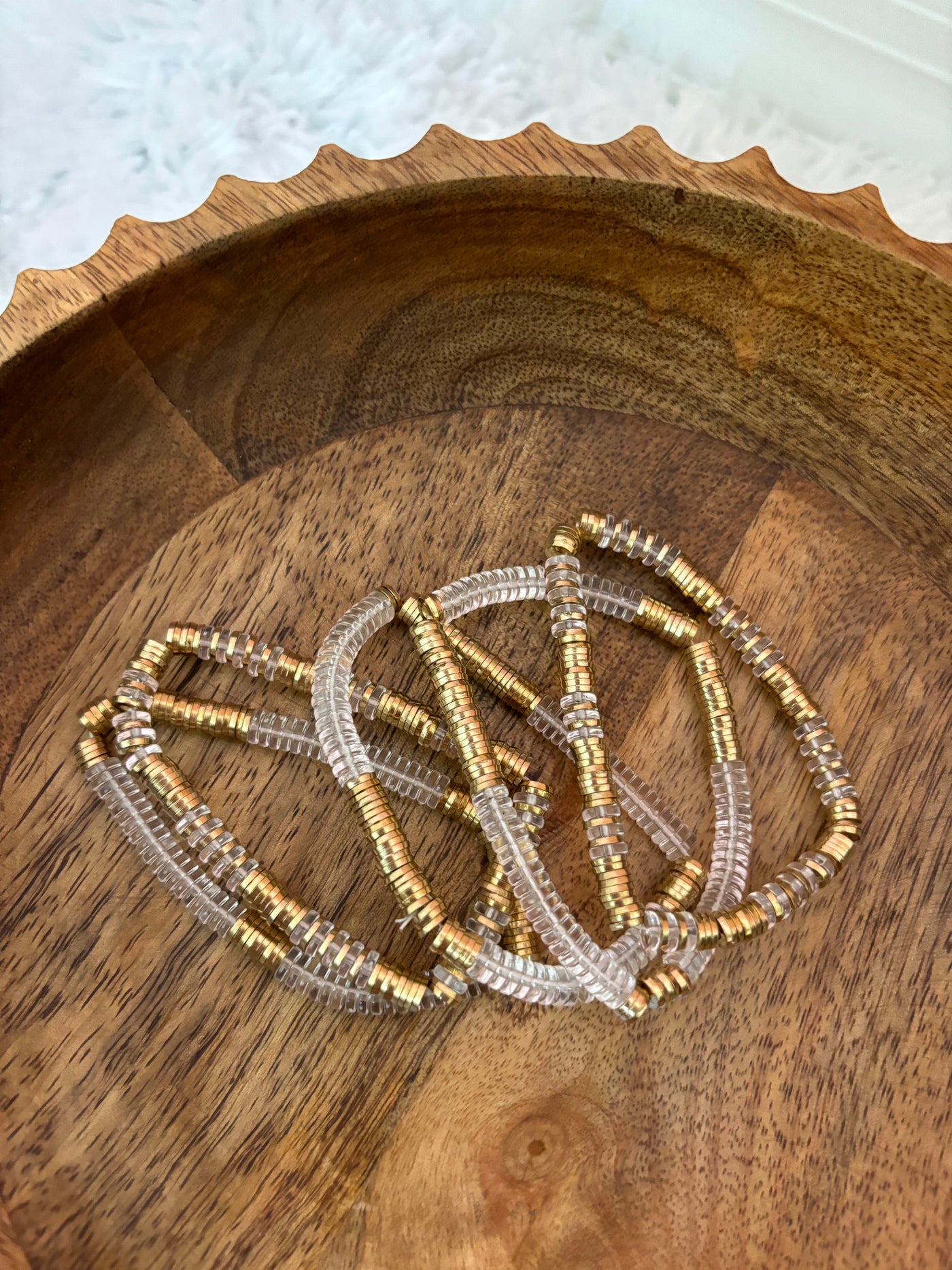 Gold and clear bracelet stack