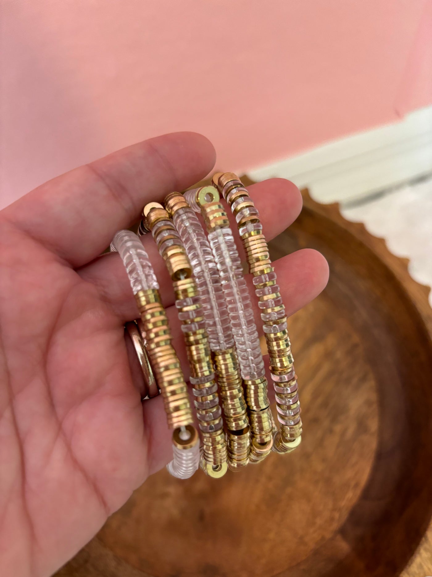 Set 5 of clear bracelet stack