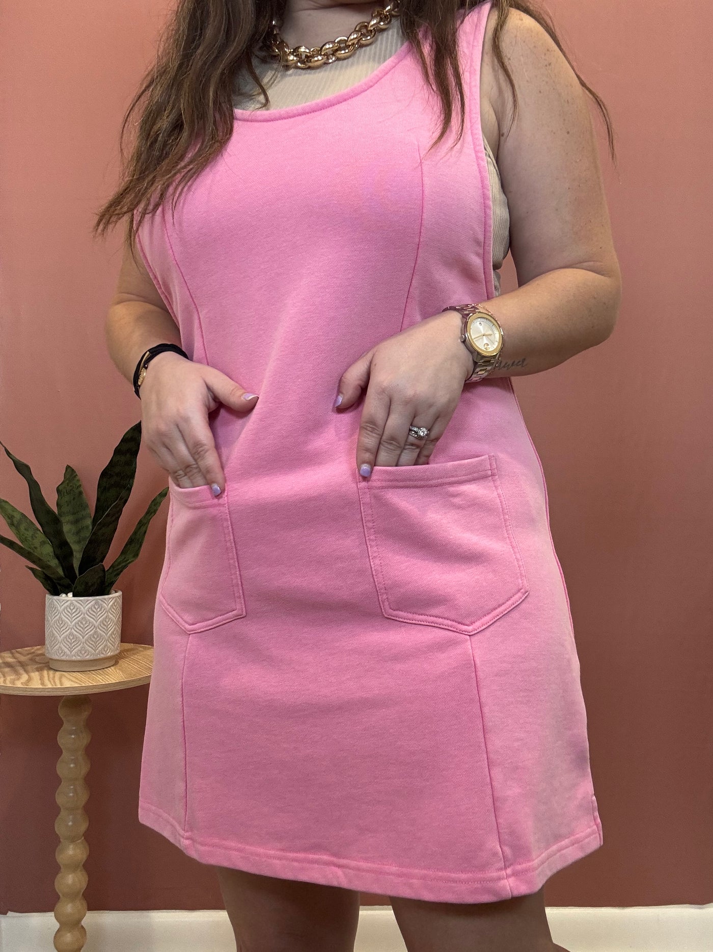 Sleeveless Jumpsuit Dress | Pink