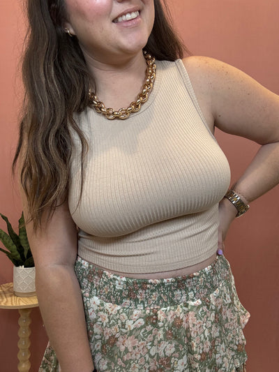 Crop Tank Top | Taupe