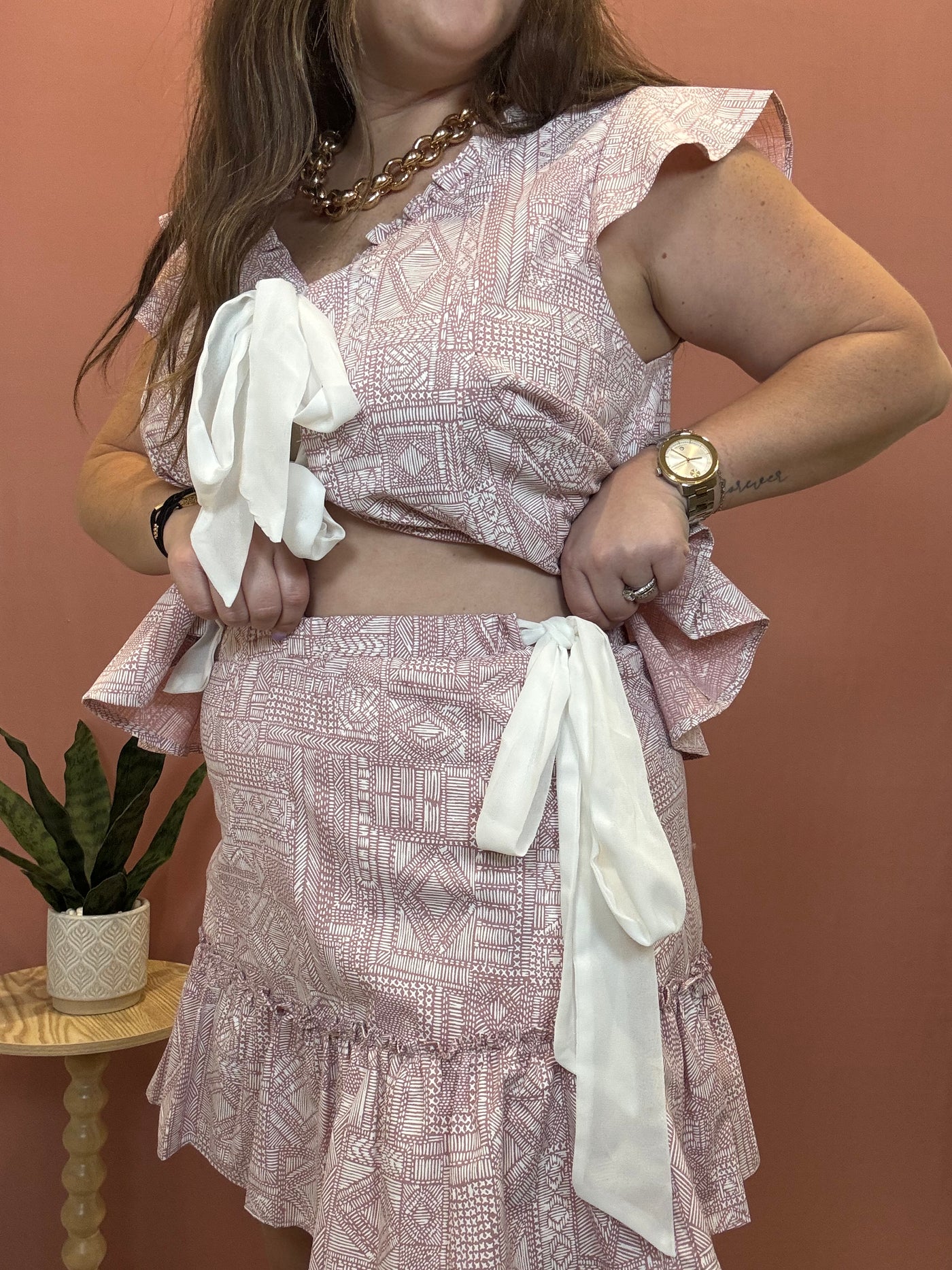 Boho Tiered Ruffle Skirt With Side Ties