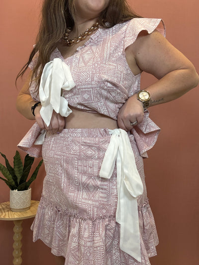 Boho Tiered Ruffle Skirt With Side Ties