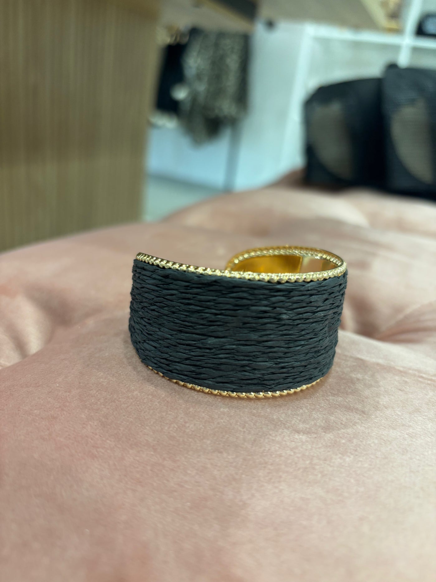 Raffia Cuff Bracelet | Black