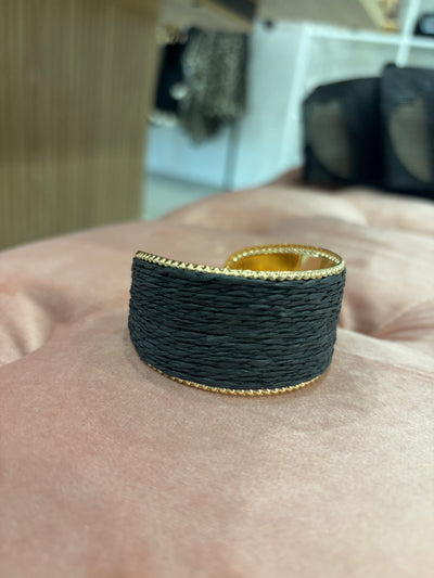 Raffia Cuff Bracelet | Black