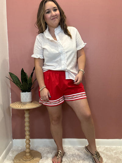 Ruffle Trim Button Up Shirt