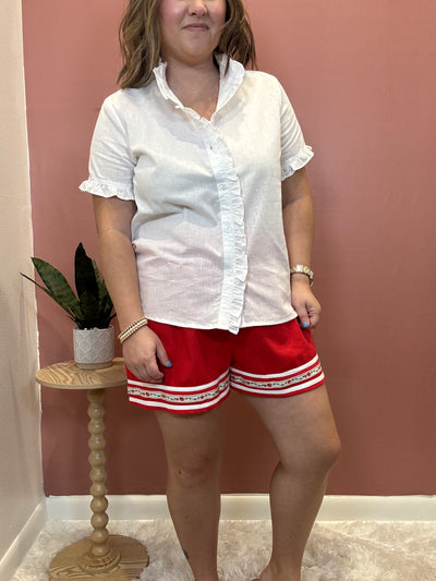 Ruffle Trim Button Up Shirt