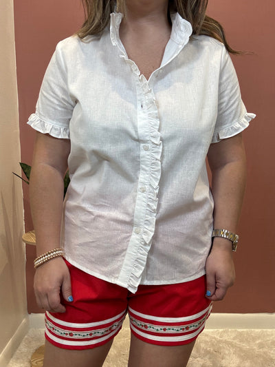 Ruffle Trim Button Up Shirt