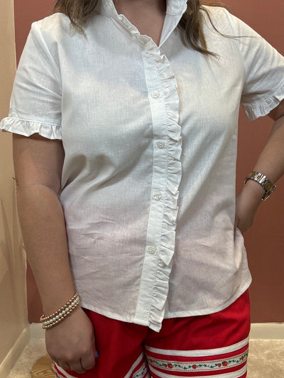 Ruffle Trim Button Up Shirt