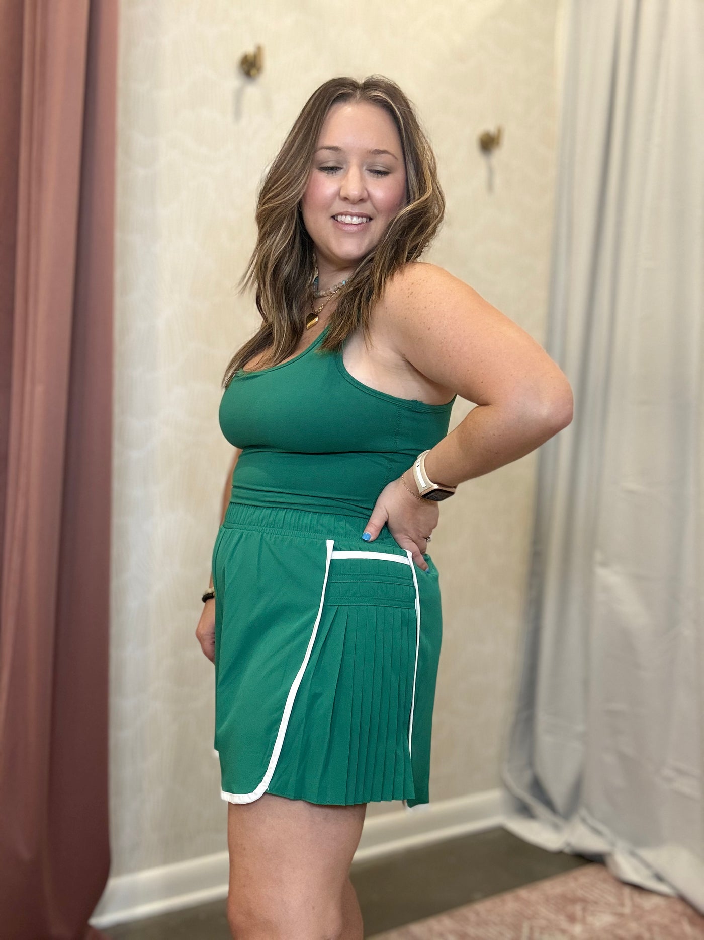 Busy Girl Shortsie | Green & White