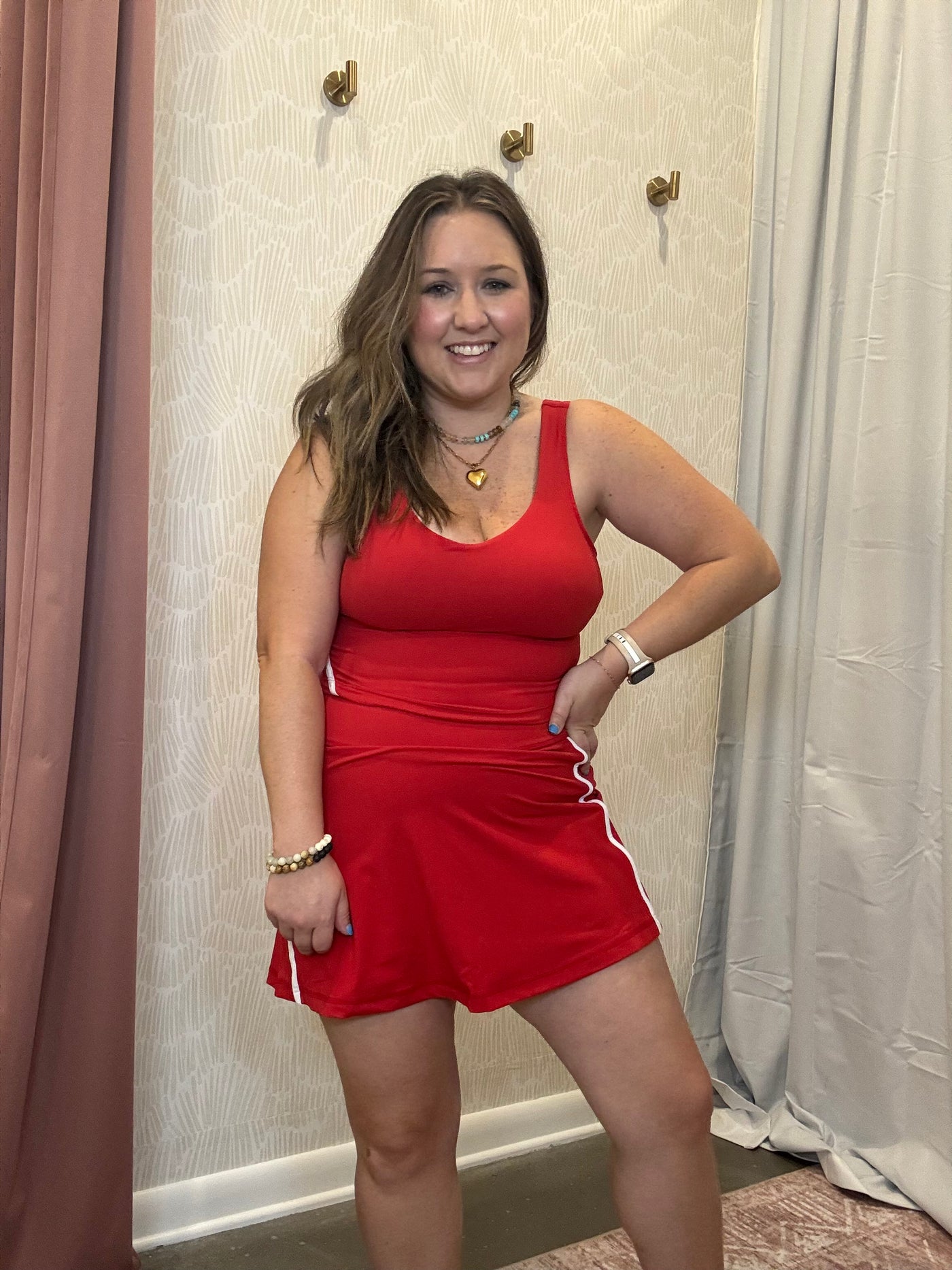Contrast Piping Butter Skort | Red & White