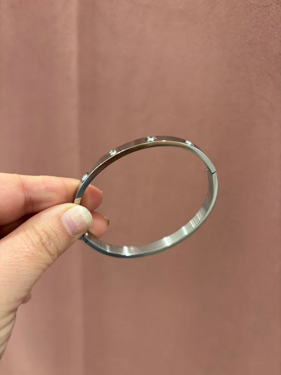 Rhinestone Bangle Bracelet | Silver