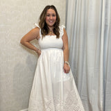 Eyelet Hem Midi Dress | White