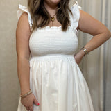 Eyelet Hem Midi Dress | White