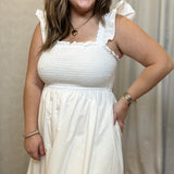 Eyelet Hem Midi Dress | White