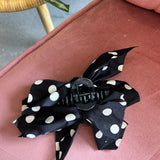 Boho Vintage Hair Claw Clip | Black Polka Dot