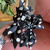 Boho Vintage Hair Claw Clip | Black Polka Dot