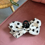 Boho Vintage Hair Claw Clip | White Polka Dot