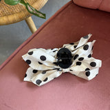 Boho Vintage Hair Claw Clip | White Polka Dot
