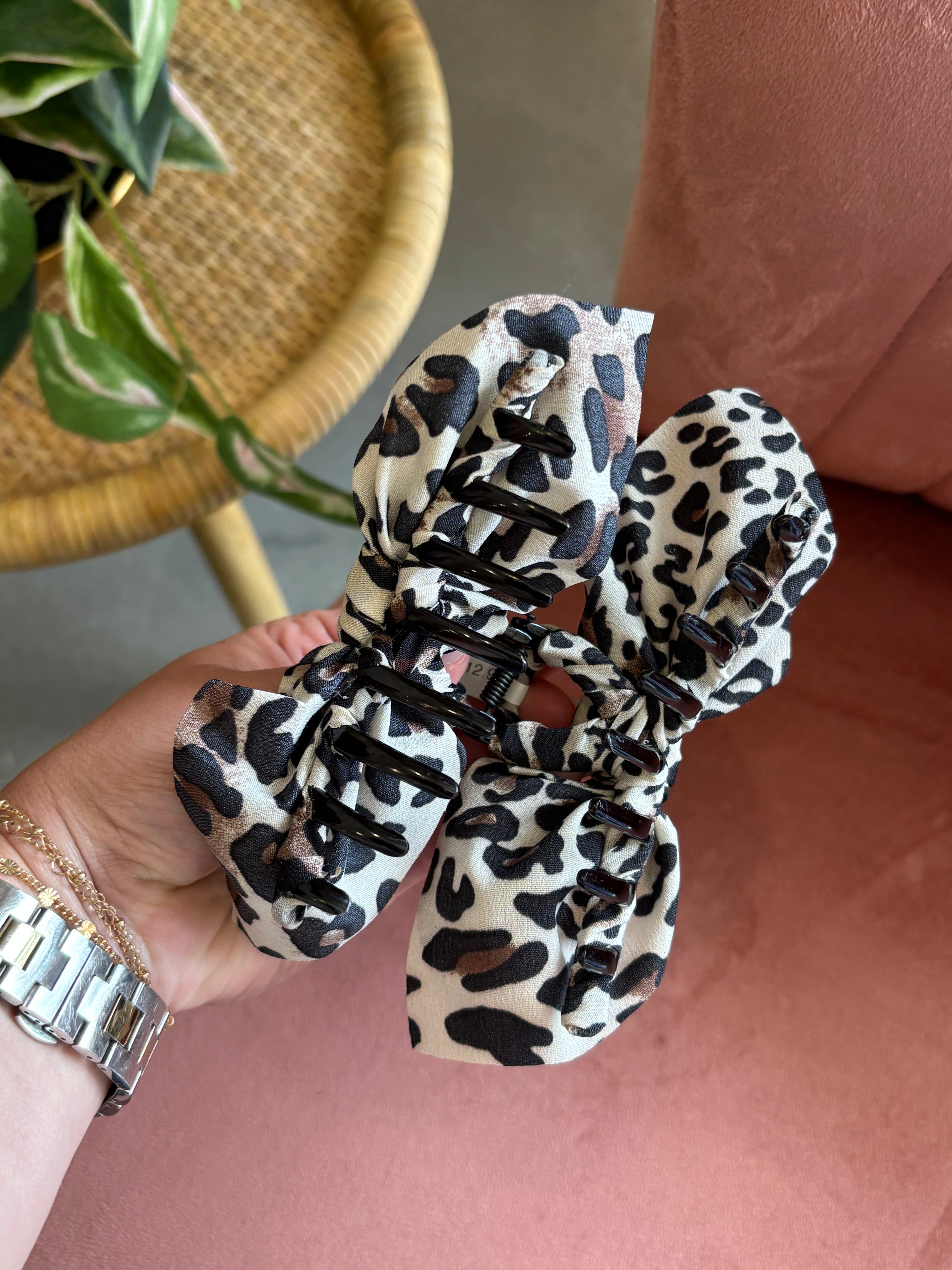 Boho Vintage Hair Claw Clip | Ivory Leopard