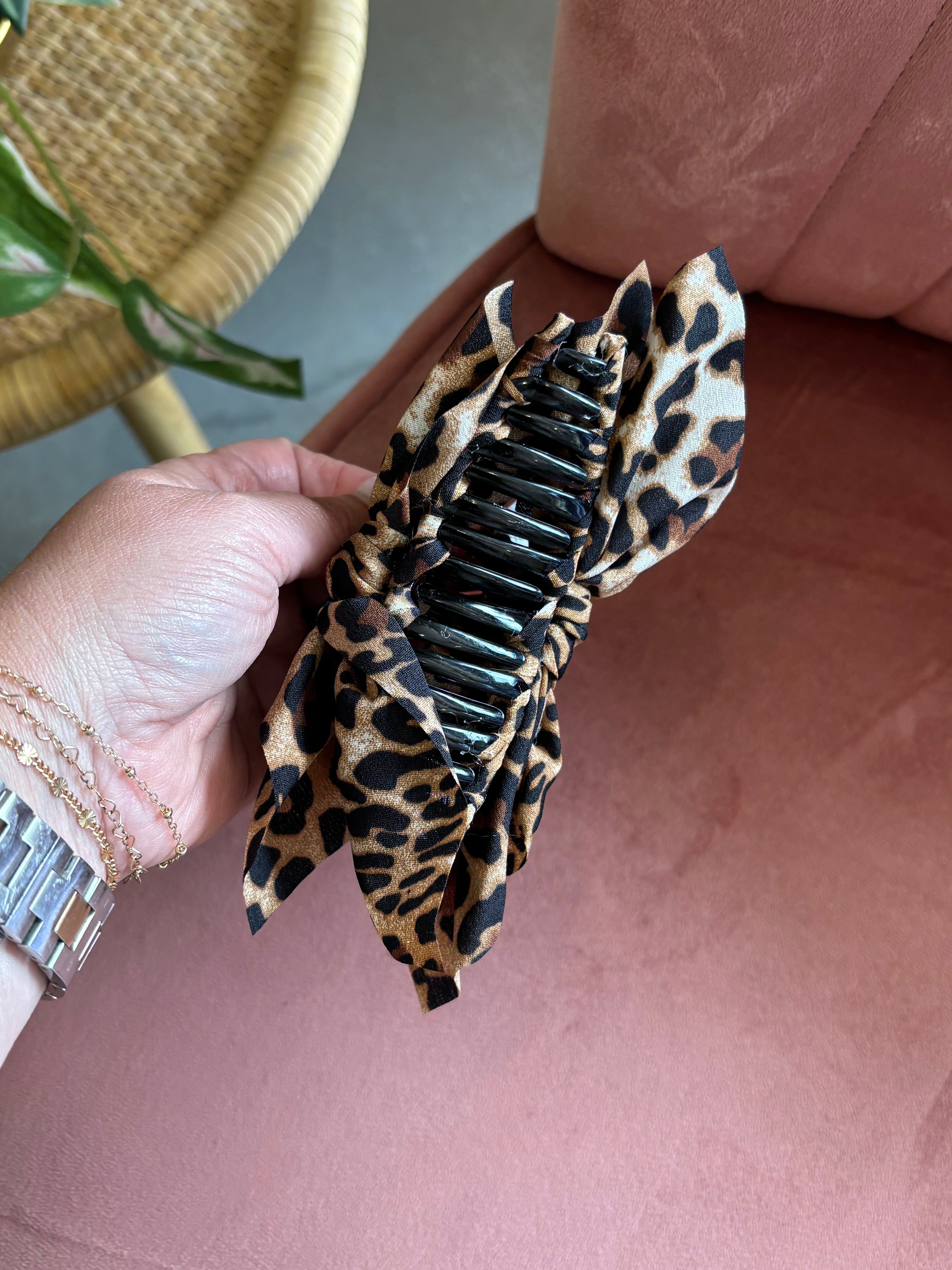 Boho Vintage Hair Claw Clip | Brown Leopard