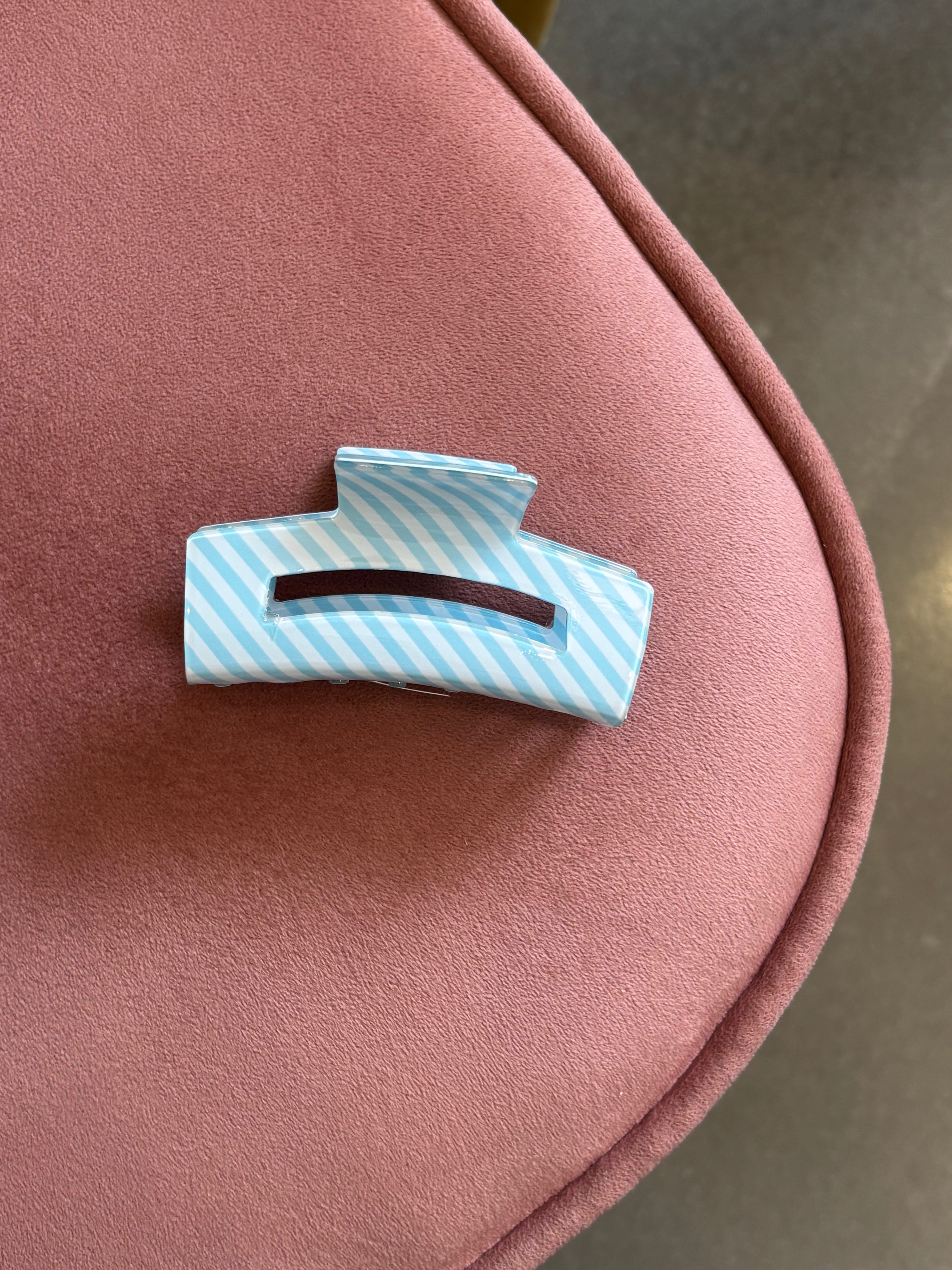 Striped Claw Clip | Blue
