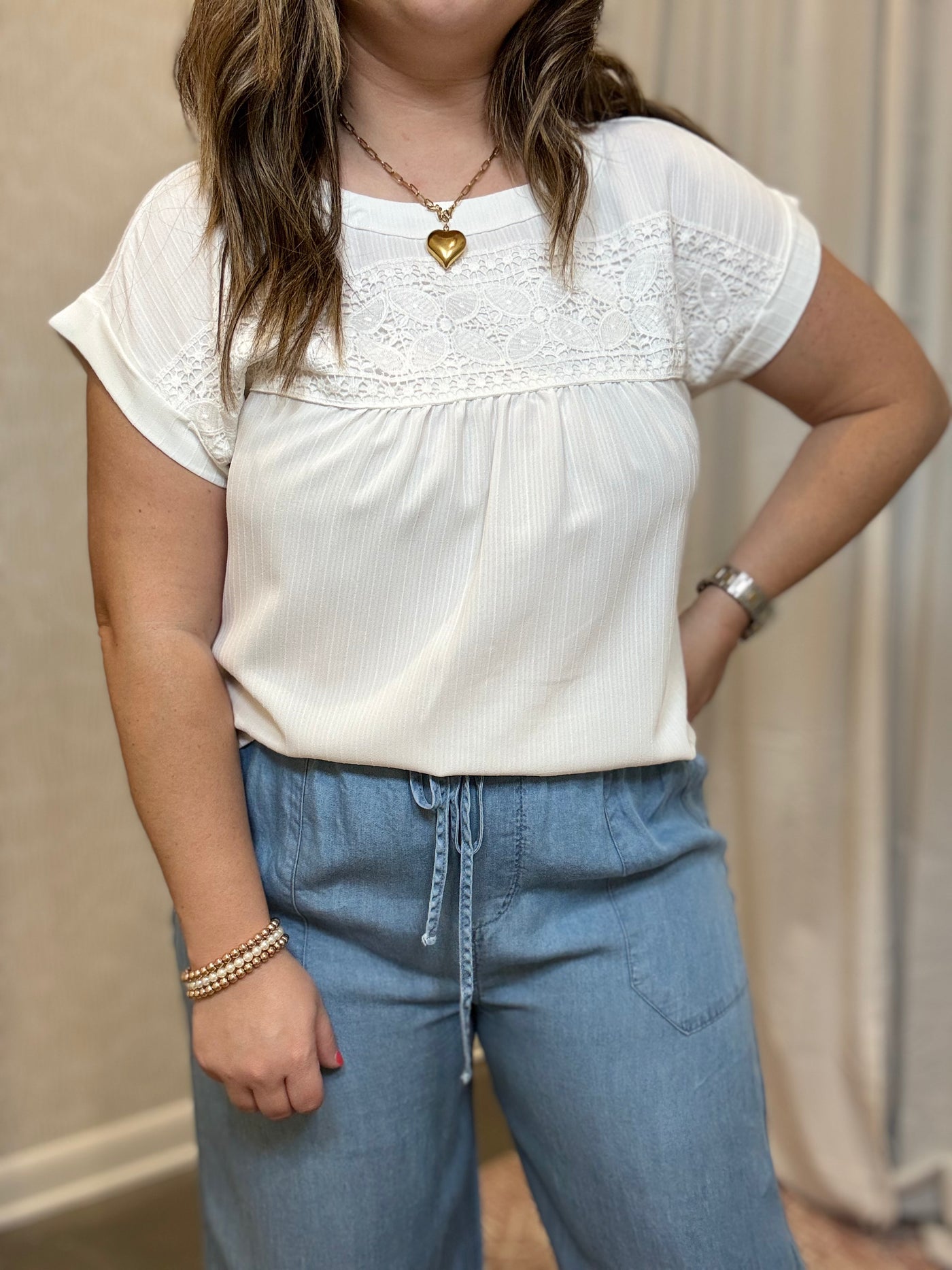 Eyelet Lace Blouse for Women