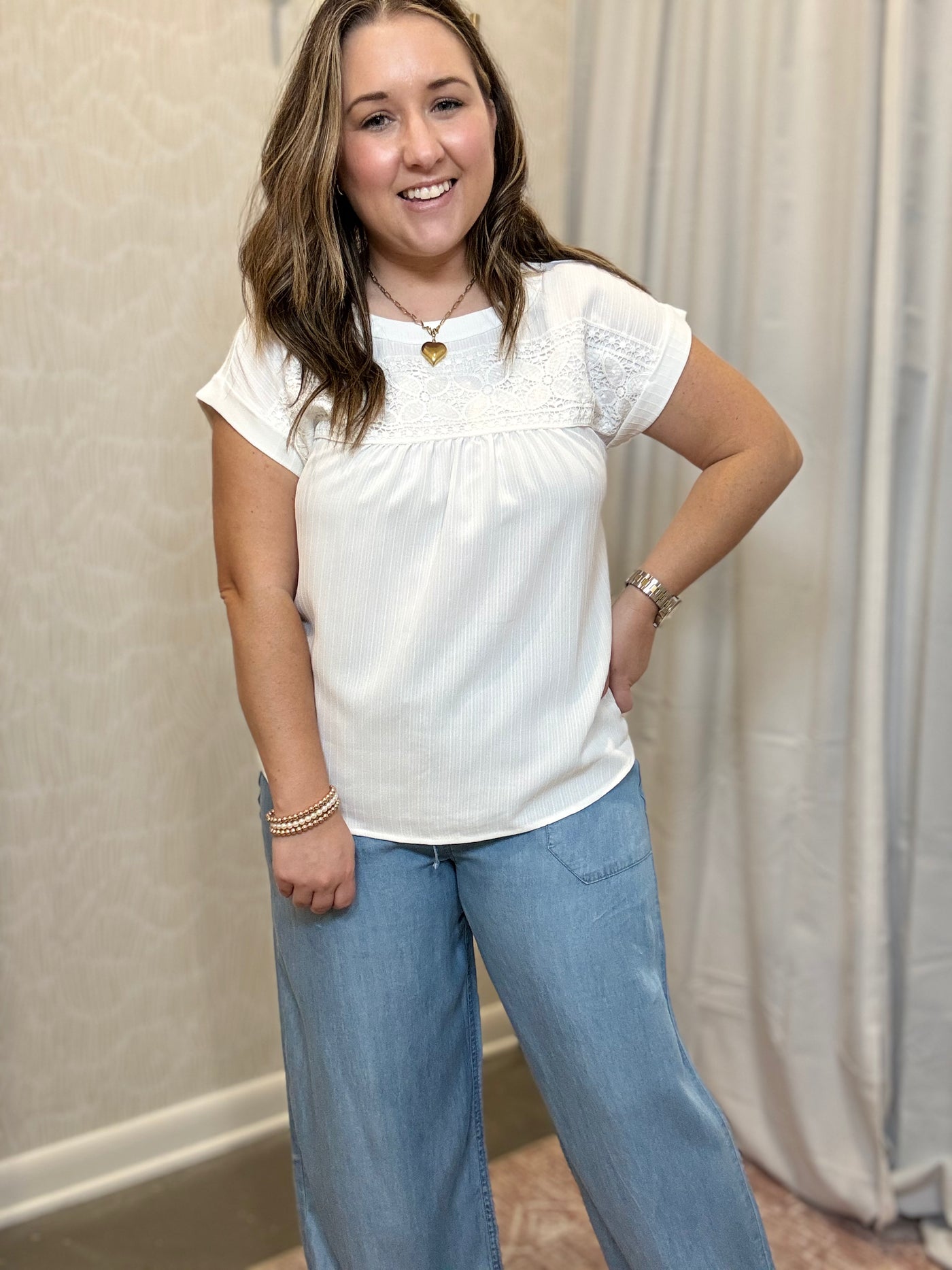 Eyelet Lace Blouse for Women