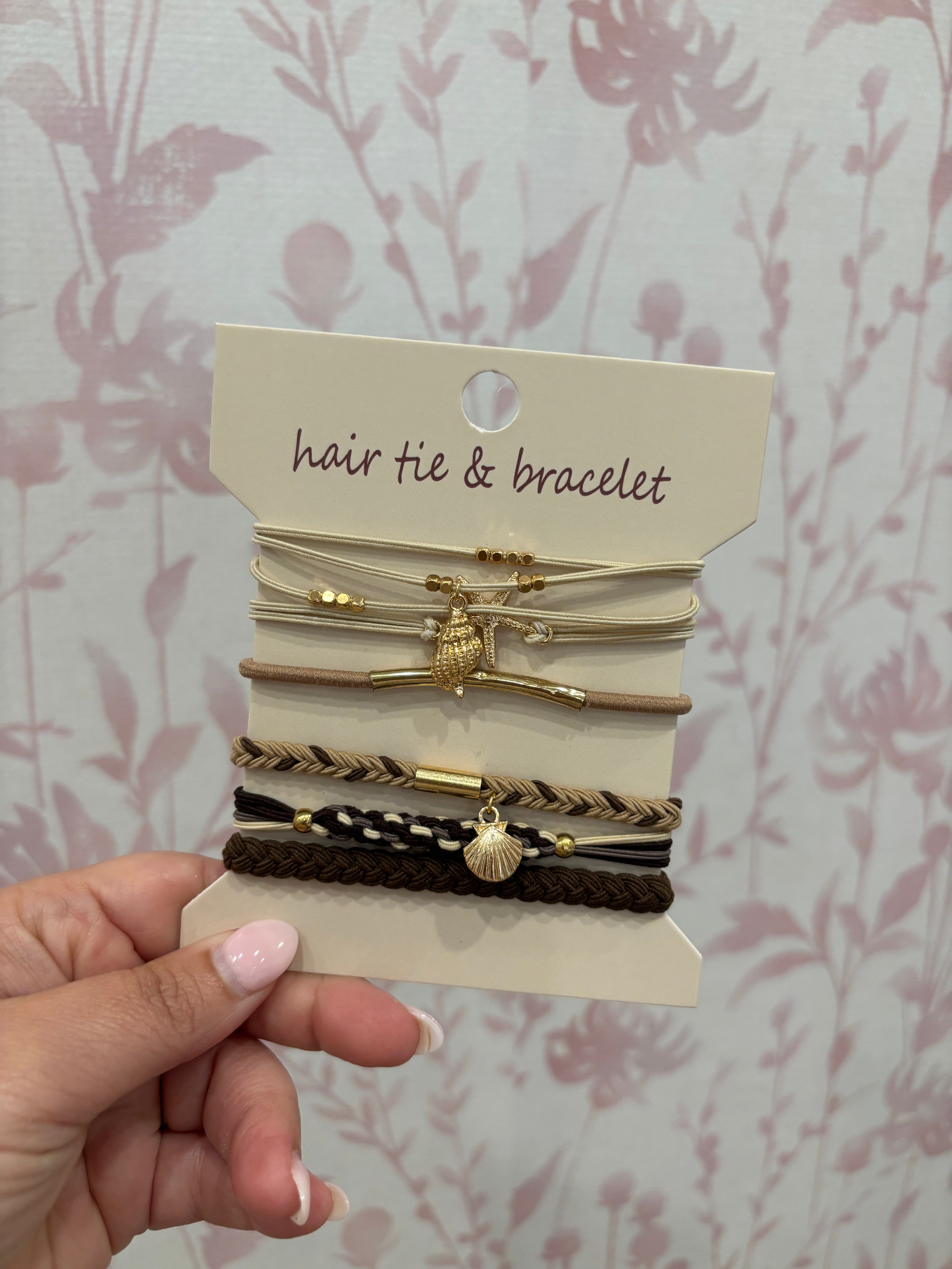 Boho Hair Tie Bracelet | Starfish & Shell