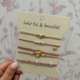 Boho Hair Tie Bracelet | Neutral Hearts