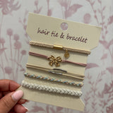 Boho Hair Tie Bracelet | Pink Bow