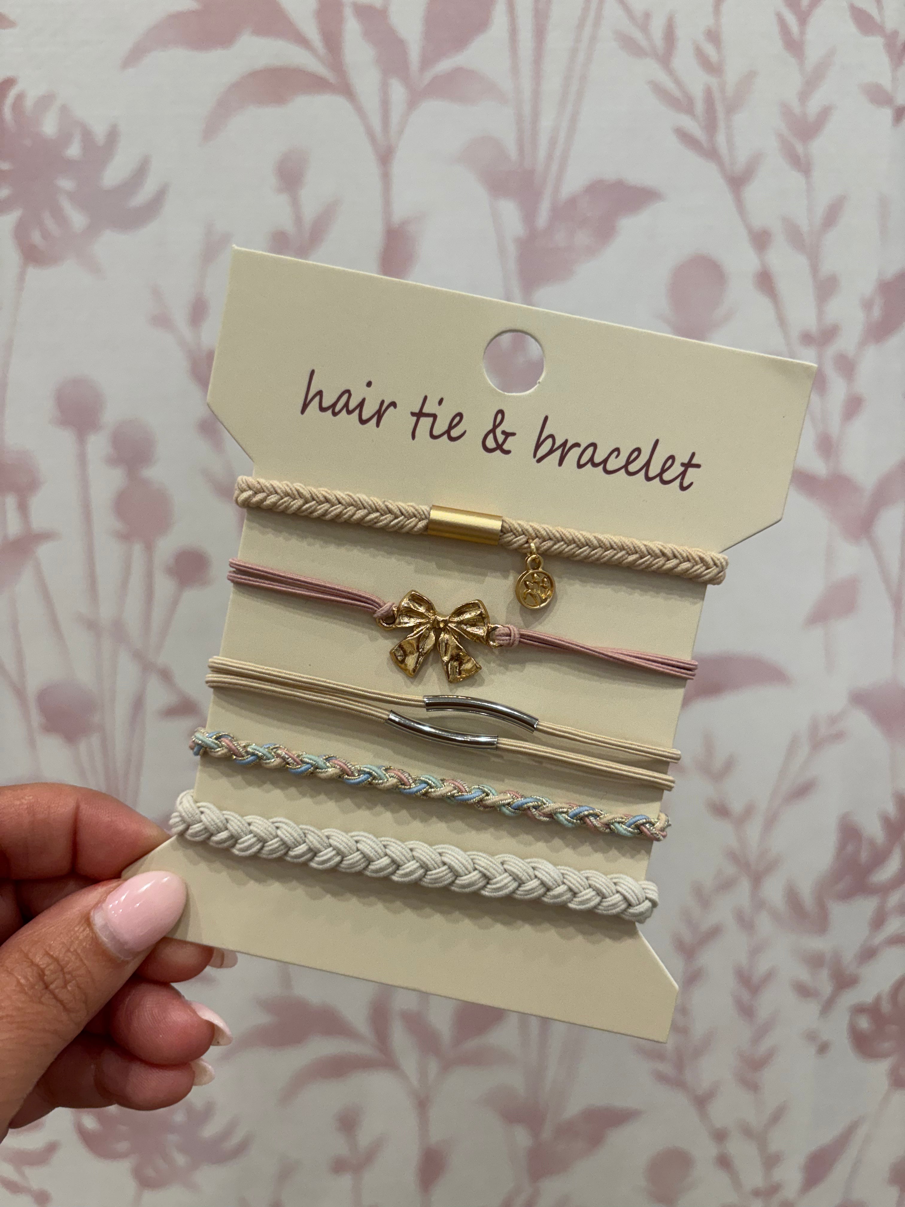 Boho Hair Tie Bracelet | Pink Bow
