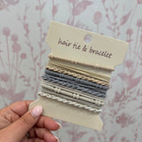 Boho Hair Tie Bracelet | Ivory & Blue