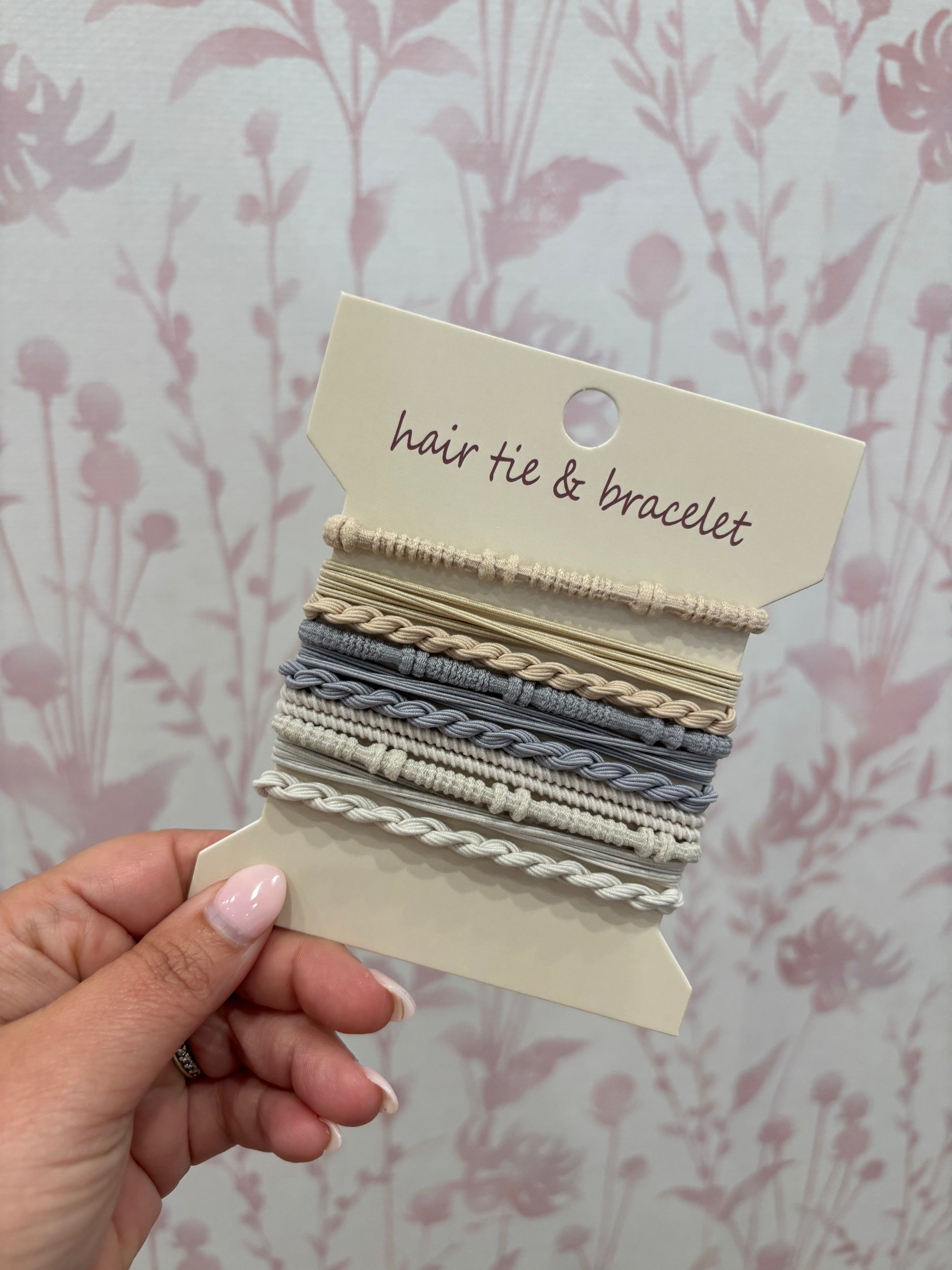Boho Hair Tie Bracelet | Ivory & Blue