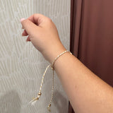 Corded Cross Charm Bracelet | White